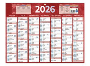 Calendrier banque Bouchut Rouge 13 mois- 42x32 cm