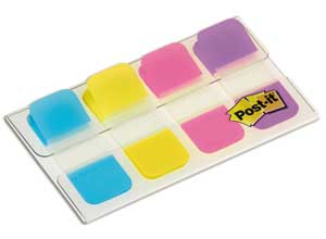 Marque-pages Post it rigides 1,6x3,8 cm - 4 couleurs vives