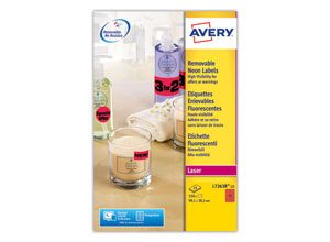 Planches d'étiquettes fluorescentes 99,1x38,1 rouge