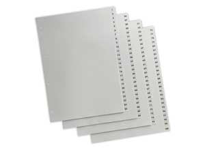 Jeu d'intercalaires numériques polyprop. A4 maxi 100 touches
