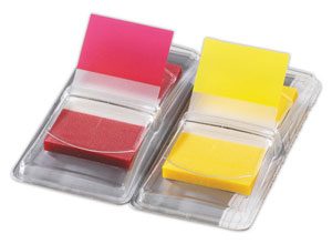 Marque-pages film 2,5 x 4,4 cm- jaune et rouge