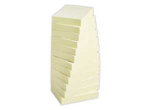 Notes repositionnables  recyclées 38x51 mm jaune