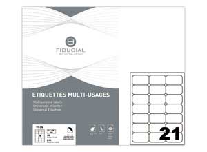 Planches d'étiquettes  coins ronds 63,5 x38,1mm 2100 étiq/bte
