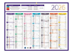 Calendrier banque Couleurs 14 mois - 42x32 cm