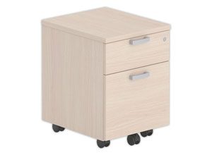 Caisson mobile mélaminé acacia clair 2tiroirs montés
