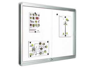 Vitrine d'intérieur coulissante 12 x A4 fond métallique