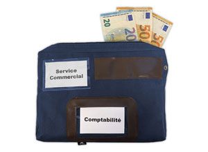Pochette caisse pour devises à soufflet 19x27x4cm en polyester