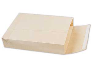 Pochettes kraft brun armé bande siliconée 280x410 mm à soufflets 90mm
