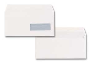 Enveloppes bande siliconée blanches 110x220 mm avec fenêtre 35x100 80g