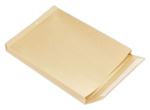 Pochettes kraft brun armé bande siliconée 250x353 mm à soufflets 30mm