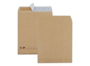 Pochettes kraft brun bande siliconée 229x324 mm à soufflets 30mm 120g