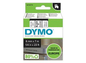 Ruban pour titreuse DYMO D1 6mm transparent impression noire