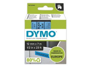Ruban pour titreuse DYMO D1 12mm bleu impression noire