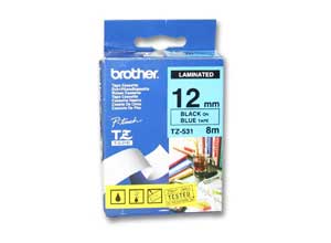 Ruban pour titreuse BROTHER TZE 531 12mm bleu impression noire