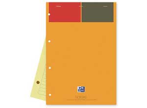 Bloc Oxford International A4+ 21x31,5 cm,  4 trous,Ligné 6mm jaune