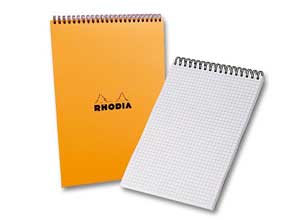 Bloc spirale Rhodia A5 14,8x21 cm - 80feuilles - 5x5 - 80g