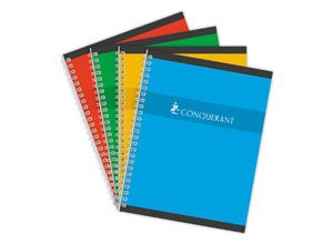 Cahier spirale Conquérant 70g, A4, Seyès, 180 pages