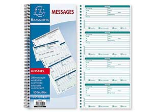 Carnet autocopiant "Messages reçus" avec double, 200 pages