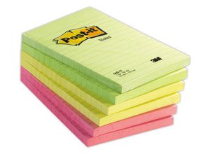 Notes repositionnables grand format Post It, coloris néon assortis