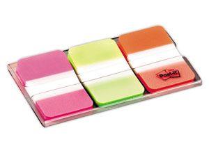 Marque-pages Post it rigides 2,5x3,8 cm - 3 couleurs vives néon