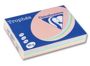 Ramette de 500 feuilles de papier pastel assorti Trophée A4 80 g -