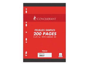 Feuillets mobiles Conquérant, Sans marge, A4, 5x5, 90g, 200 pages perf