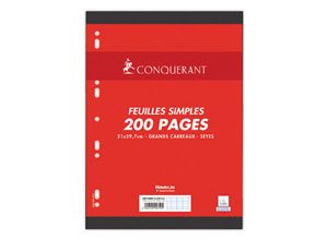 Feuillets mobiles Conquérant, Sans marge, A4, seyes, 90g, 200 pages