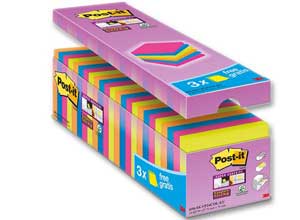 Notes repositionnables Super sticky 76x76 mm, assortis, 90 feuilles
